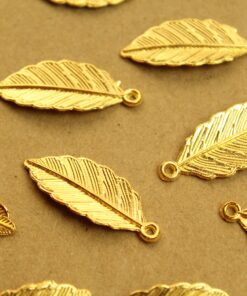 15 pc. Gold Plated Leaf Charms, 31.5mm by 12.5mm | MIS-201*