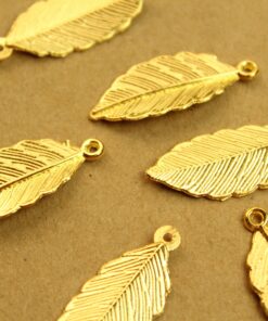15 pc. Gold Plated Leaf Charms, 31.5mm by 12.5mm | MIS-201*