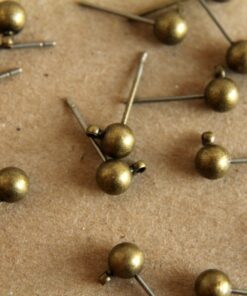 10 pc. Antique bronze ball end earring posts | FI-052
