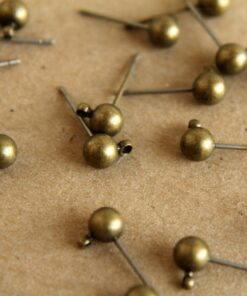 10 pc. Antique bronze ball end earring posts | FI-052