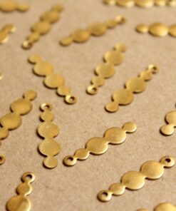 18 pc. Raw Brass Row of Circles Charms: 23mm by 6mm - made in USA | RB-942