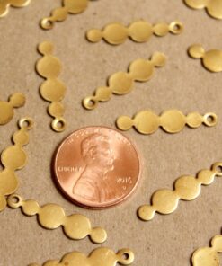 18 pc. Raw Brass Row of Circles Charms: 23mm by 6mm - made in USA | RB-942