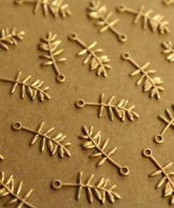 8 pc. Small Raw Brass Fern Leaf Charms: 16mm by 7mm - made in USA | RB-1335