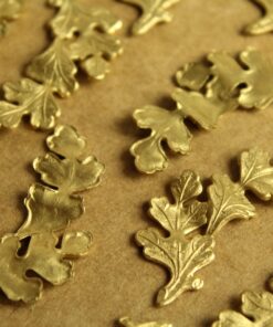 2 pc. Raw Brass Oak Leaves Stampings: 38mm by 13mm - made in USA | RB-1304