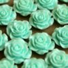 20 pc. Aquamarine Glossy Crisp Petal Rose Cabochon 14mm | RES-276