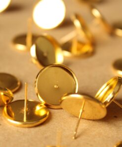 20 pc. 14mm Ear Post Blank Cabochon Setting Gold | FI-347