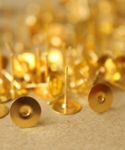 100 pc. Gold plated earring posts, 8mm pad *Also available in 500 piece *| FI-201