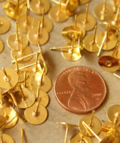 100 pc. Gold plated earring posts, 8mm pad *Also available in 500 piece *| FI-201