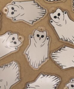 4 pc. Acrylic Ghost Kitty Charms, 41.5mm x 25mm | MIS-534