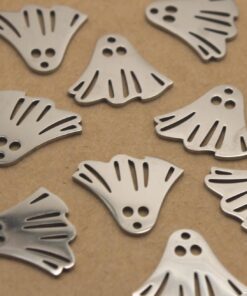 4 pc. Silver Ghost Charms, Stainless Steel Ghosts, 18.5mm x 17mm | TMP-047