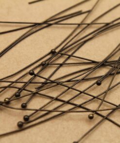 50 pc. Ball End Headpins, Antique Brass Plated, 22 Gauge, 70mm long | FI-218*