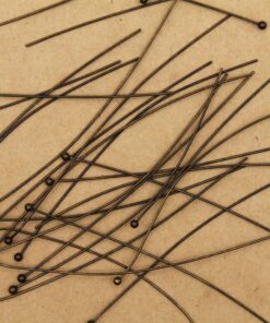 50 pc. Ball End Headpins, Antique Brass Plated, 22 Gauge, 70mm long | FI-218*