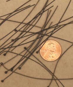 50 pc. Ball End Headpins, Antique Brass Plated, 22 Gauge, 70mm long | FI-218*