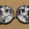 2 pc. Acrylic Goth Woman Lifting Cat Pendants, Double-Sided, 41mm x 34mm | TMP-048