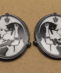 2 pc. Acrylic Goth Woman Lifting Cat Pendants, Double-Sided, 41mm x 34mm | TMP-048