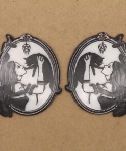2 pc. Acrylic Goth Woman Lifting Cat Pendants, Double-Sided, 41mm x 34mm | TMP-048