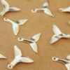16 pc. Silver Plated Brass Whale Tail Charms: 16mm by 14mm - made in USA | SI-171
