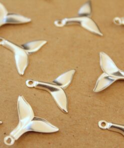 16 pc. Silver Plated Brass Whale Tail Charms: 16mm by 14mm - made in USA | SI-171