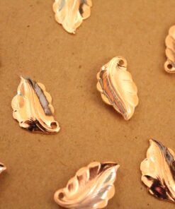 3 pc. Rose Gold Plated Brass Curved Leaves: 19mm by 12mm - made in USA - leaf tree foliage plant autumn nature woodland forest | ROS-047