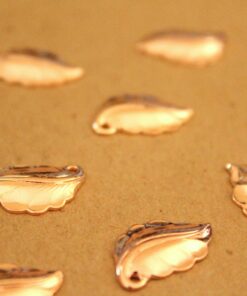 3 pc. Rose Gold Plated Brass Curved Leaves: 19mm by 12mm - made in USA - leaf tree foliage plant autumn nature woodland forest | ROS-047