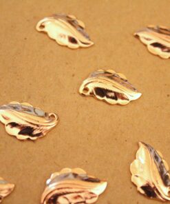 3 pc. Rose Gold Plated Brass Curved Leaves: 19mm by 12mm - made in USA - leaf tree foliage plant autumn nature woodland forest | ROS-047