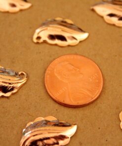 3 pc. Rose Gold Plated Brass Curved Leaves: 19mm by 12mm - made in USA - leaf tree foliage plant autumn nature woodland forest | ROS-047