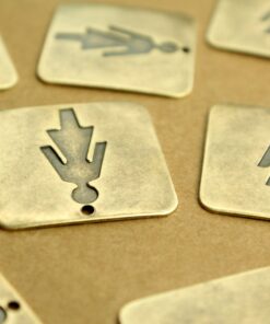 3 pc. Antique Brass Plated Female Sign Pendants: 29mm by 29mm - made in USA | AB-255