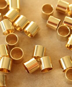 12 pc. Short 24K Plated Gold Tube Beads, 7mm long by 6mm wide | FI-195*
