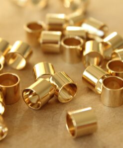 12 pc. Short 24K Plated Gold Tube Beads, 7mm long by 6mm wide | FI-195*