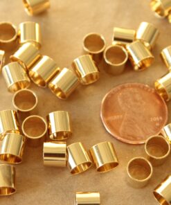 12 pc. Short 24K Plated Gold Tube Beads, 7mm long by 6mm wide | FI-195*