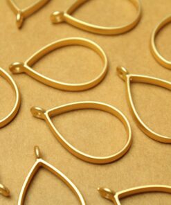 8 pc. Matte Gold Teardrop Open Backed Bezel Setting, 40mm by 20.5mm | FI-565