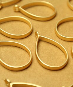 8 pc. Matte Gold Teardrop Open Backed Bezel Setting, 40mm by 20.5mm | FI-565
