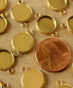6 pc. Gold Plated Stainless Steel Round Cabochon Setting Connectors, 10mm Tray | FI-162*