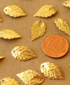 24 pc. Raw Brass Leaf Charms, 20mm by 10mm | MIS-393
