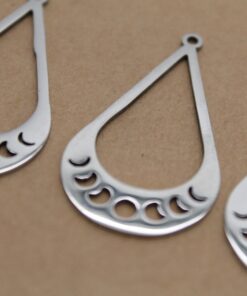 2 pc. Moon Phases Teardrop Pendants, Laser Cut Stainless Steel, 39mm x 21.5mm | MIS-188*