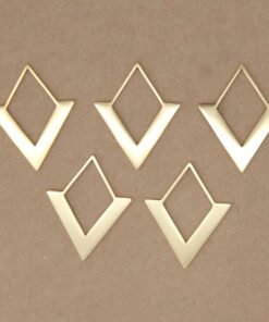 2 pc. Laser Cut Rhombus Charms, Gold Plated Stainless Steel, 35mm x 27.5mm | MIS-318*