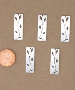 3 pc. Cutout Vine Charm, Laser Cut Stainless Steel, 28mm x 9mm | MIS-334*