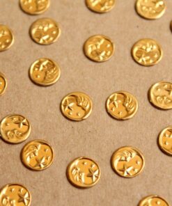 16 pc. Raw Brass Crescent Moon and Stars Stampings: 8mm in diameter - made in USA | RB-923