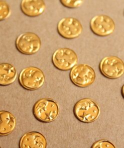 16 pc. Raw Brass Crescent Moon and Stars Stampings: 8mm in diameter - made in USA | RB-923