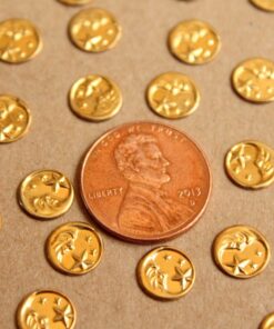 16 pc. Raw Brass Crescent Moon and Stars Stampings: 8mm in diameter - made in USA | RB-923