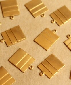 12 pc. Raw Brass Layered Rectangle Charms : 18mm by 13mm - made in USA | RB-799