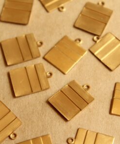 12 pc. Raw Brass Layered Rectangle Charms : 18mm by 13mm - made in USA | RB-799