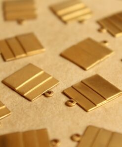 12 pc. Raw Brass Layered Rectangle Charms : 18mm by 13mm - made in USA | RB-799