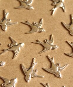 5 pc. Silver Plated Brass One Loop Bird Charm Facing Right - made in USA | SI-247