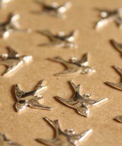 5 pc. Silver Plated Brass One Loop Bird Charm Facing Right - made in USA | SI-247