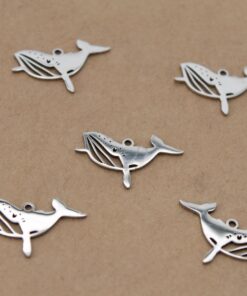 4 pc. Humpback Whale Charms, Stainless Steel Laser Cut Charms, 24mmx 14.5mm | MIS-267*