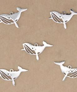 4 pc. Humpback Whale Charms, Stainless Steel Laser Cut Charms, 24mmx 14.5mm | MIS-267*