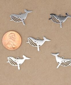 4 pc. Humpback Whale Charms, Stainless Steel Laser Cut Charms, 24mmx 14.5mm | MIS-267*
