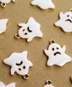 6 pc. Halloween Ghost Charms, 20.5mm x 18mm White Ghost, Spooky Ghost, Halloween Costume, Sheet Phantom Spirit | MIS-154*