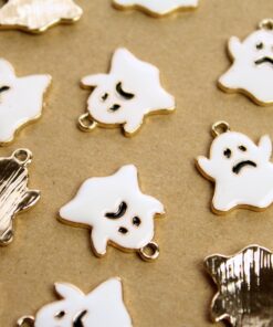 6 pc. Halloween Ghost Charms, 20.5mm x 18mm White Ghost, Spooky Ghost, Halloween Costume, Sheet Phantom Spirit | MIS-154*